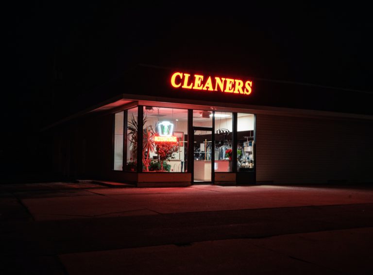 cleaners building during night time