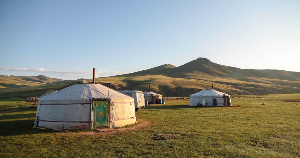 white tents on field